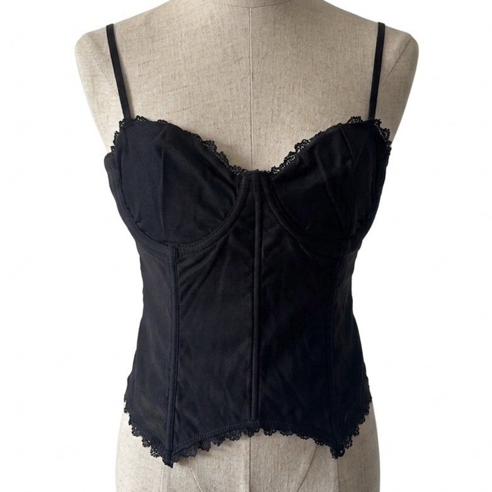 Black Corset Top Women's Medium MUSERA Whimsigoth Steampunk Festival Goth NWT